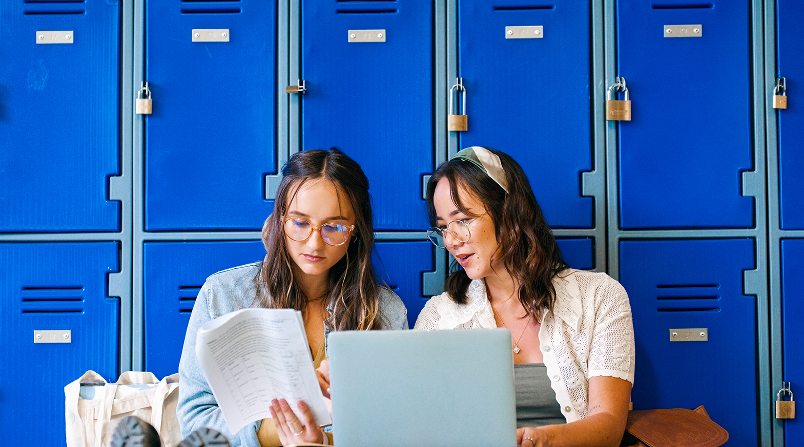 Image of high school girls studying