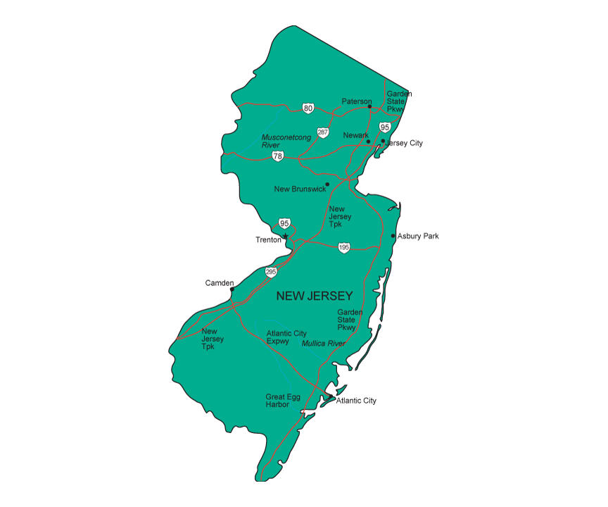 Image of a map of New Jersey