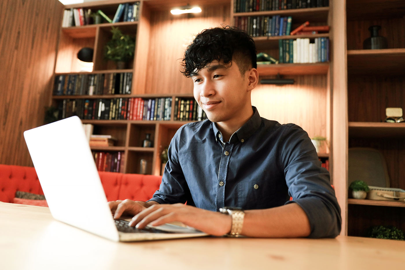 Student working on laptop