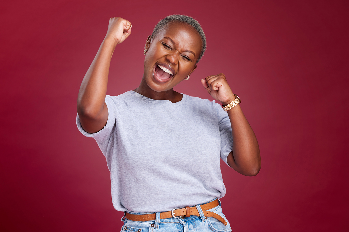 Woman showing excitement