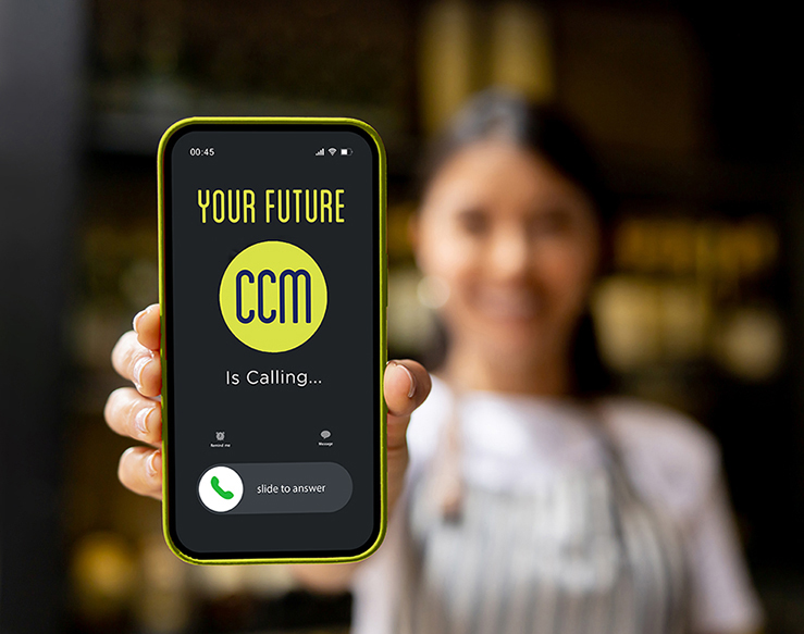 Girl holding phone with Your Future calling