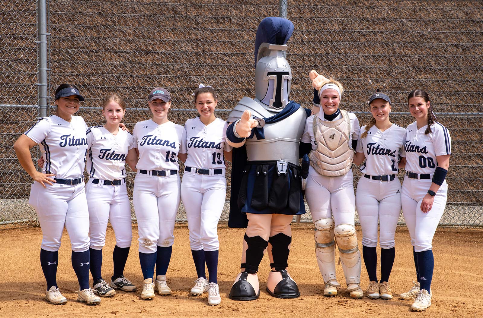 CCM Softball team with Titus the Titan