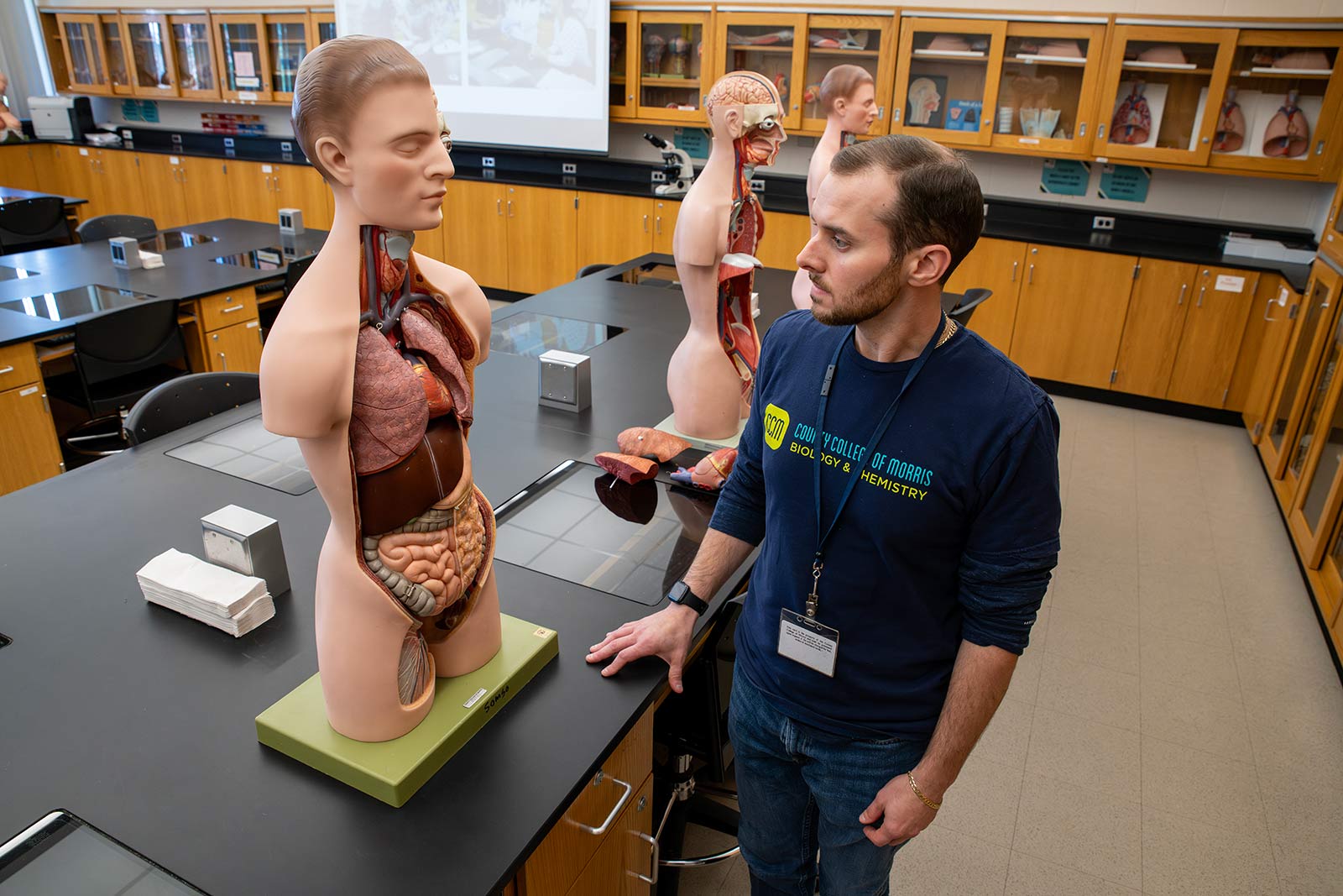 Professor in anatomy lab