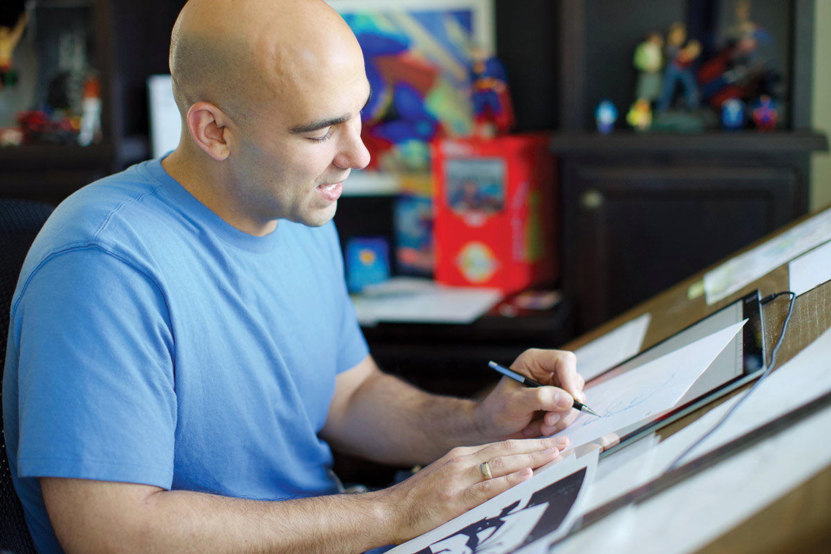 Cartoonist at work at the Joe Kubert School