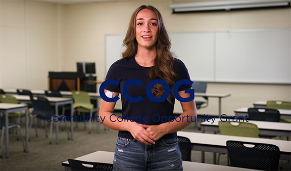 Thumbnail image of CCM student reading a part in the Financial Aid video